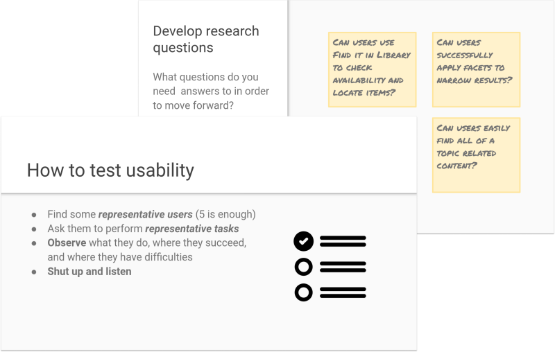 Screenshot of slides from UX training